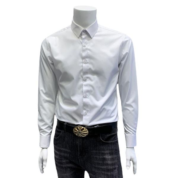 

men's casual shirts ns330 -5xl bamboo fiber shirt, work clothes and women's professional suit summer long sleeve shirt, White;black
