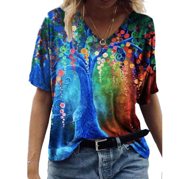 

women's t-shirt 3xl plus size women summer t shirt casual abstract painting print tee ladies o-neck short sleeve loose female streetwe, White