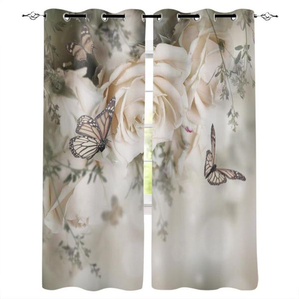 

plant dream rose flower butterfly window curtains home bedroom decor draperies christmas for living room curtain & drapes