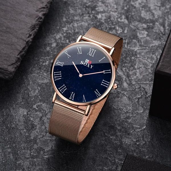 

wristwatches soxy women's watch 2021 ultra-thin starry sky ladies simple watches fashion wrist relogio feminino female, Slivery;brown