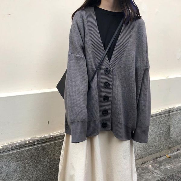 

women's knits & tees womens cardigans spring solid single breasted girls sweaters korean students casual loose knitting preppy outerwea, White