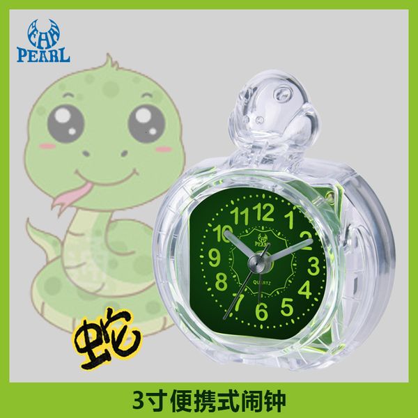 

children's cartoon 12 zodiac small alarm mute transparent clock bedroom study second scanning dk clock