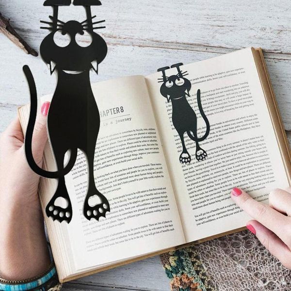 Bookmark 1 adet sevimli kawaii içi boş kedi plastik kara kitap malzemeleri Öğrenci çocuk hediyesi S W2F3