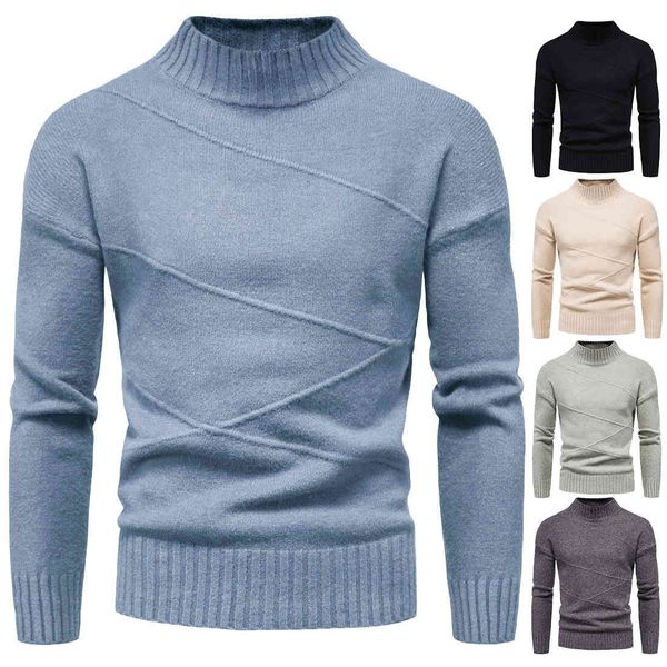 

mens sweater autumn new striped knitted turtleneck sweater slim fit male solid color warm fall winter, White;black
