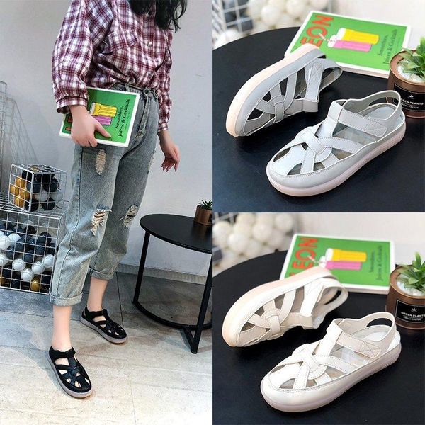 

women sandals summer ladies girls comfortable ankle hollow round toe woman soft beach sole female shoes, Black