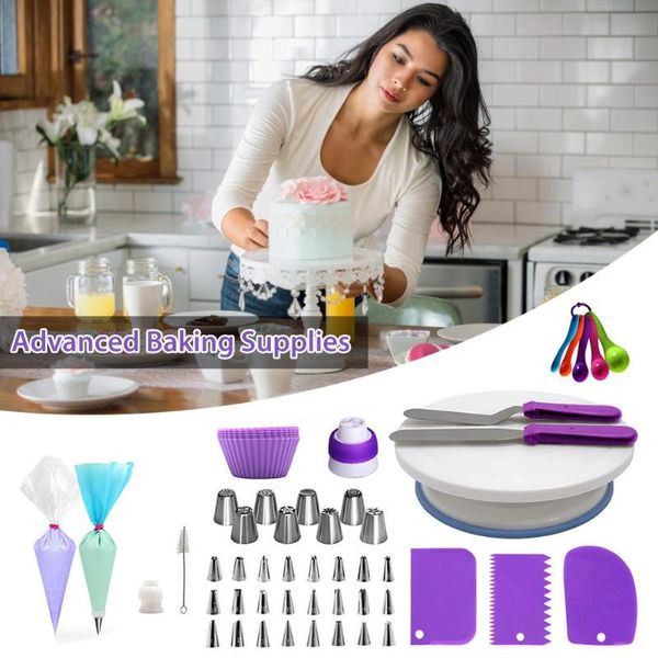 

6/60pcs/set cake turntable rotating tools plastic dough knife decorating cream cakes stand rotary table diy pan baking tool & pastry