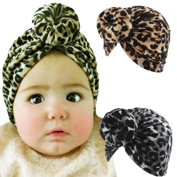 

caps & hats cute knot baby hat leopard dot flower printed born girl bonnet soft infant turban solid color beanie cap headwrap, Yellow