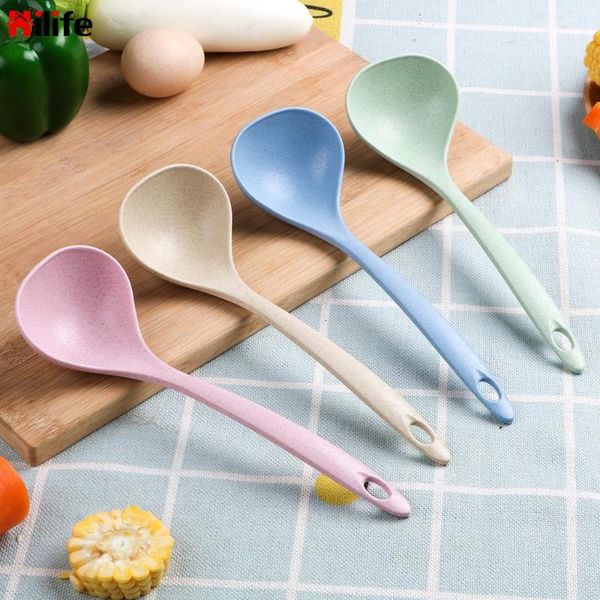 

spoons wheat straw soup spoon kitchen supplies long handle meal dinner scoop ladle dinnerware