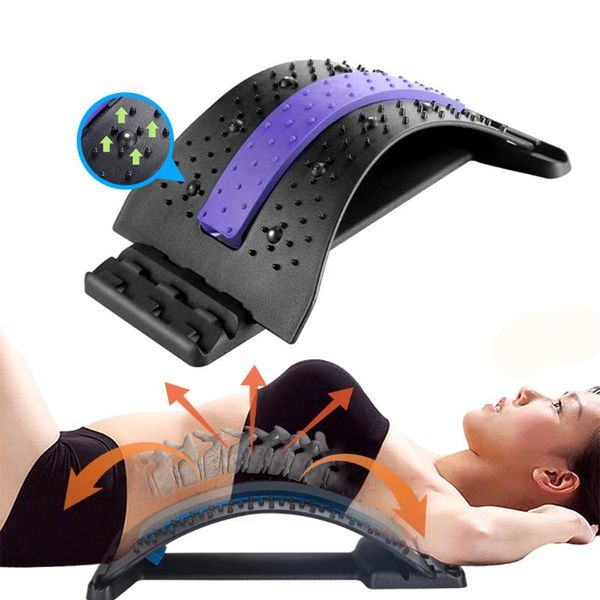 

back stretch equipment massager massageador magic stretcher fitness lumbar support relaxation spine pain relief tools accessories