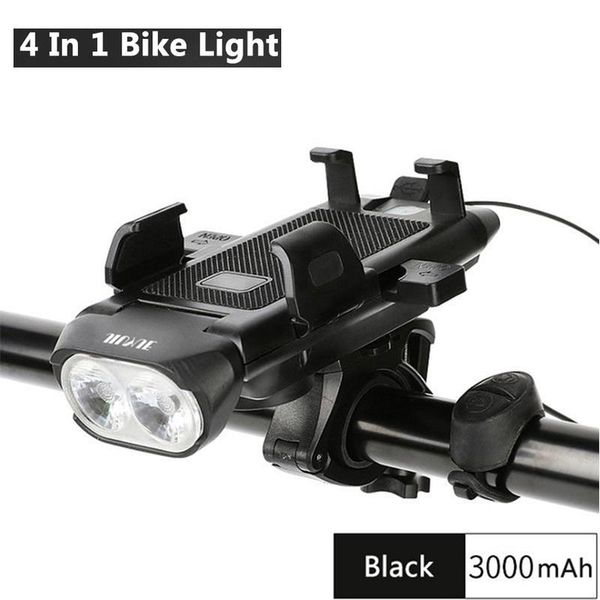 

cell phone mounts & holders multifunction 4 in 1 bike light 500 lumens horn holder power bank bicycle front