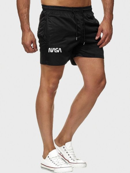 

men letter graphic shorts m8c1#, Black