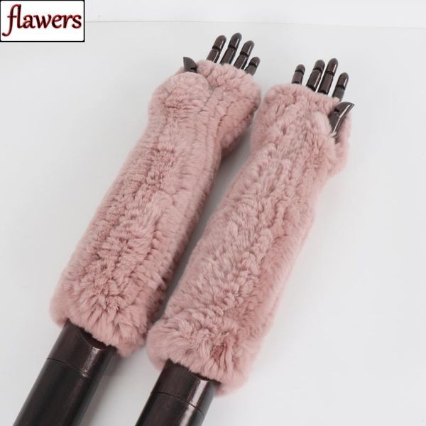 

five fingers gloves 2021 fashion female elastic real rex fur knit lady winter keep warm genuine glove knitted mittens, Blue;gray