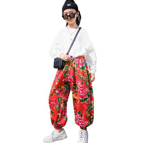 

clothing sets kids clothes floral pattern girls sweatshirt + pants spring autumn costumes for children, White