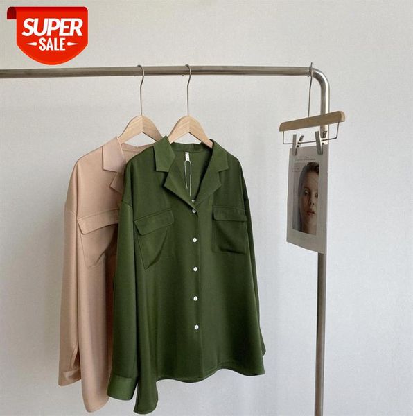 

zhi chenxi [ordering meeting] early satin shirt women korean style loose solid color pm803 #cv14, Black;gray