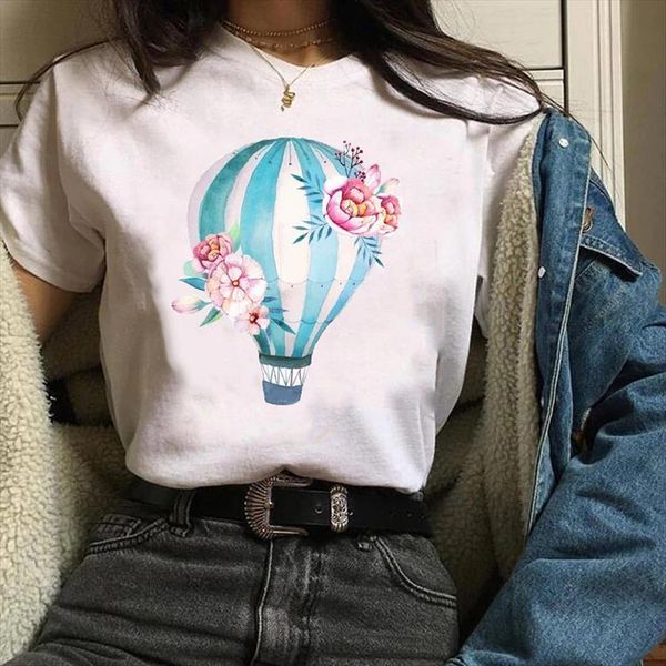 

clothes graphic trend mujer camisetas women 90s cute floral print tees female t shirt womens, White