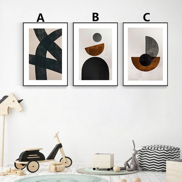 

unframed creative minimalist painting abstract semicircle pattern wall decor poster