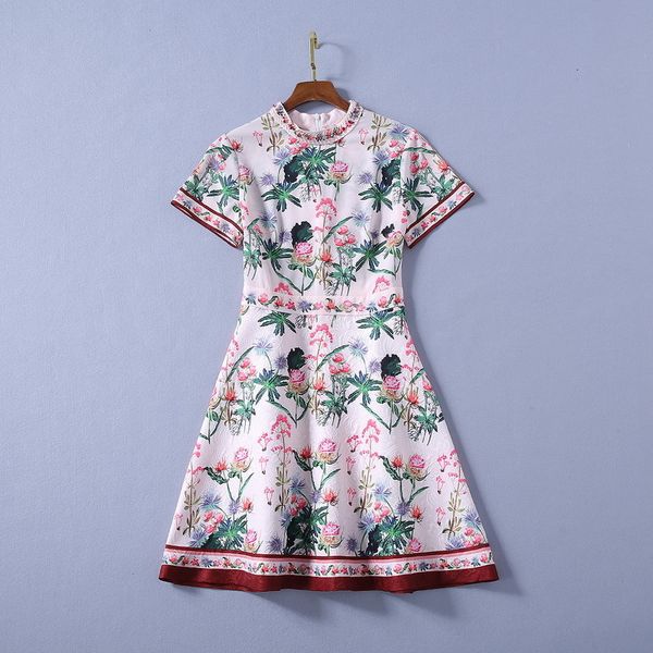 

casual dresses european and american women's dress summer styles short sleeve stud stand print jacquard fashionable wd2y, Black;gray