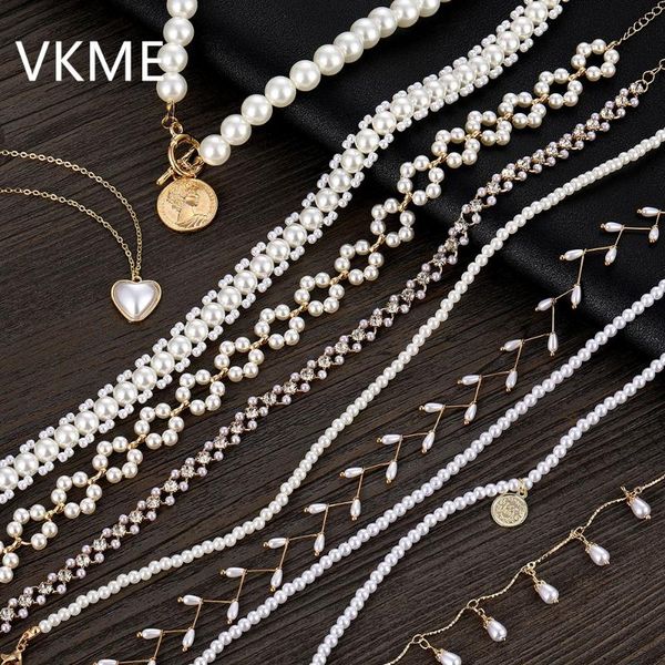 

pendant necklaces vkme 2021 elegant flower pearl choker for women gold coin bow knot necklace long chain jewelry party gifts, Silver