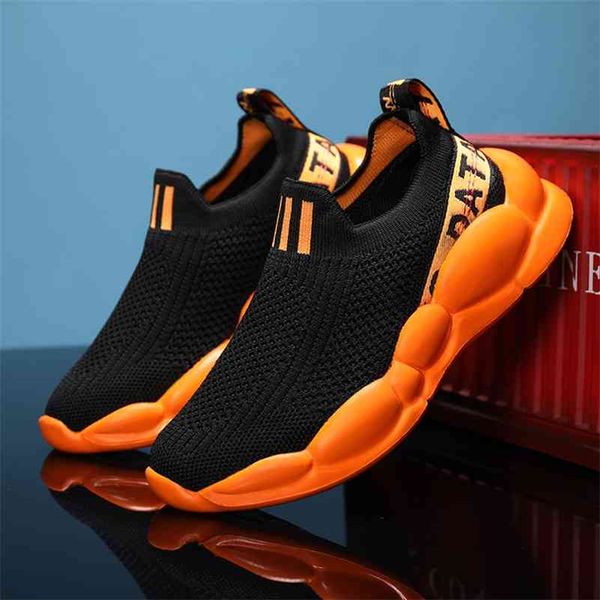 

fashion autumn mesh kids girl casual sneakers children sport boy lightweight breathable socks shoes 210329, Black