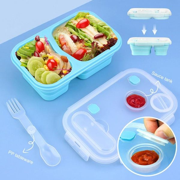 

dinnerware sets zl collapsible silica gel outdoor folding lunch box leakproof storage preparation container can be separated