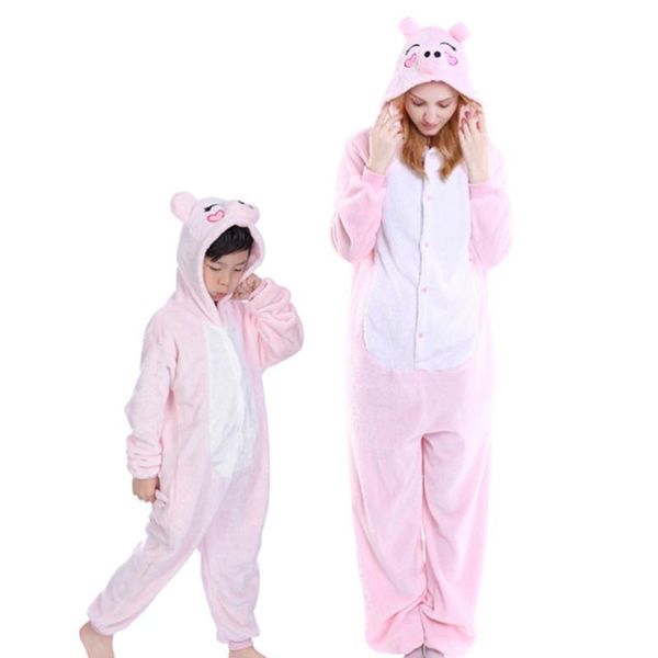 Família combinando roupas menino menina pijama conjunto porco pijamas para mulheres homens onesie adulto animal anime sleepwear cosplay pijamas crianças