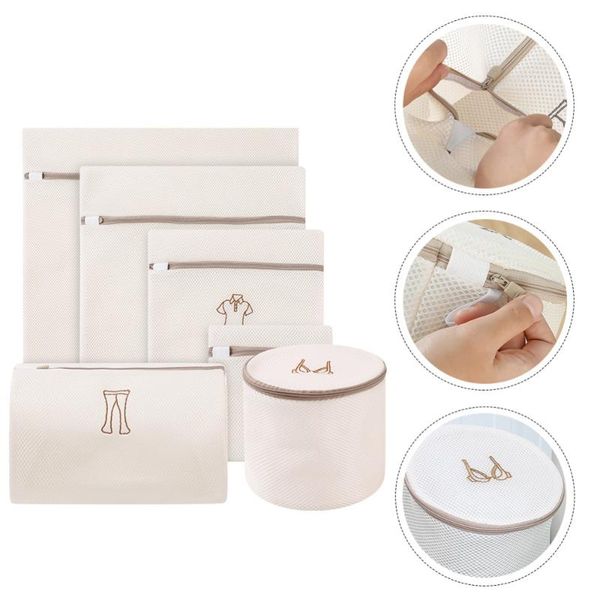 

laundry bags 1 set/6pcs embroidery bag durable clothing washing storage