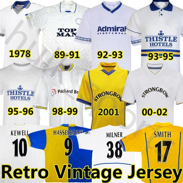 

hasselbaink leeds retro soccer jerseys 1972 78 89 91 95 96 97 98 99 00 01 02 united classic ancient football shirt smith kewell hopkin batty, Black;yellow