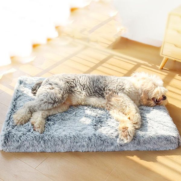 

pet dog bed house 5/6cm long plush mat cushion fleece blanket cat puppy sofa kennel pad for small large dogs supplies rug kennels & pens