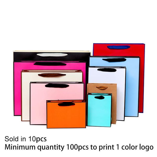 

gift wrap border bags pure color paper packaging shopping wedding birthday commercial carrier bag