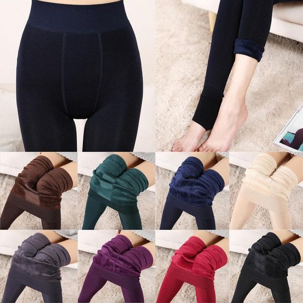 

women's leggings fashion autumn winter high elasticity thick velvet pants warm waist female leggins, Black