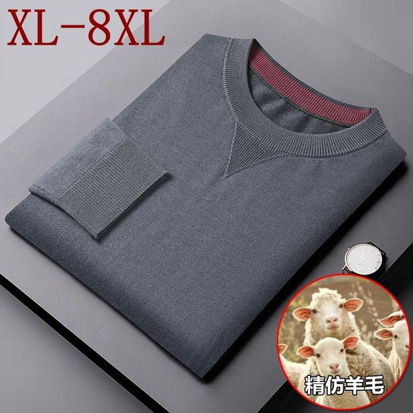 

men's sweaters 8xl 7xl 6xl fall winter 100% wool sweater men knitwear thick warm mens pullover business male jumpers, White;black