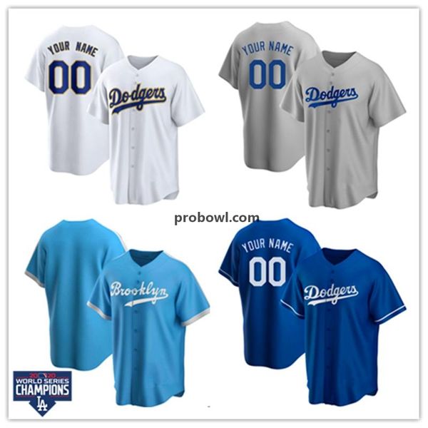

2021 mens custom baseball jerseys cody bellinger justin turner clayton kershaw walker buehler dodger betts enrique hernandez 2021 champions, Blue;black
