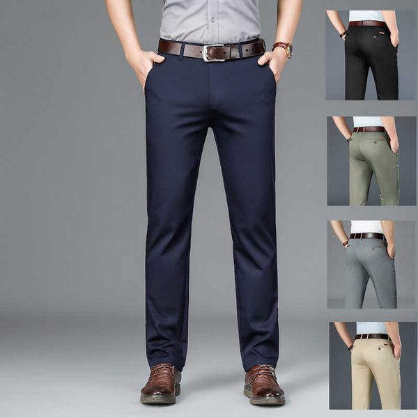 

men's casual pants 2021 spring and summer straight tube high waist men's middle-aged young loose large cotton elastic, Black
