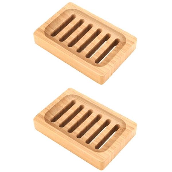 

bamboo soap dish, 2 pack rustic bar holder for bathroom sink shower kitchen, natural wooden tray soap, sponges dishes