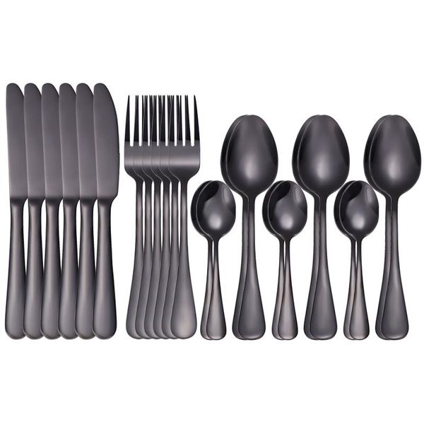 

dinnerware sets 24 pcs black set cutlery stainless steel rainbow dinner tableware wedding silverware