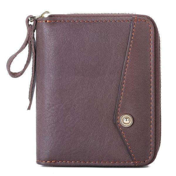 

wallets men and women card holder multifunctional leather first layer cowhide simple large capacity coin purse multi case, Red;black