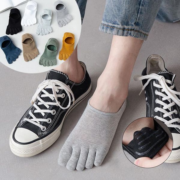 

men's socks 1 pair men five toe spring summer and autumn fashion boat sock man's male 5 finger cotton short wholesale, Black