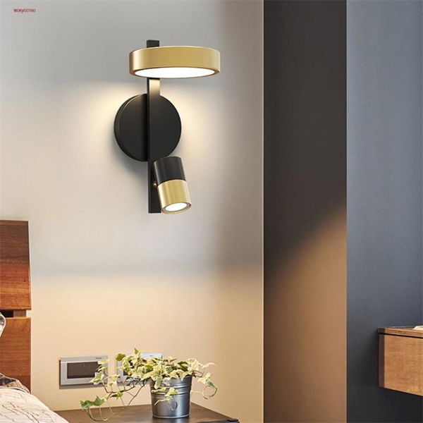 

postmodern simplicity metal led wall lamp with spotlights for study bedroom bedside reading lighting fixtures office art sconce