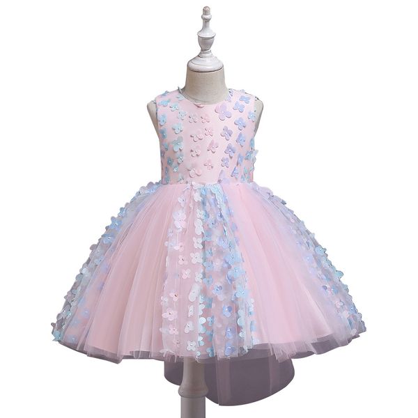 

kids girl's big bow princess dress net yarn children catwalk clothing, Red;yellow