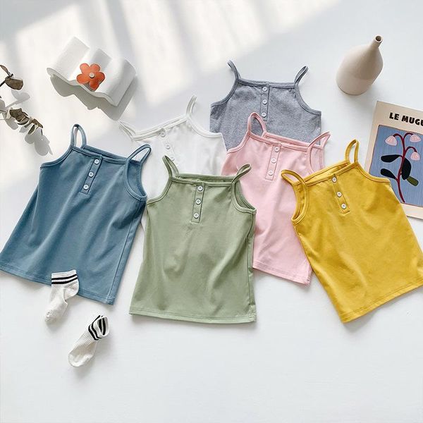 

vest 2021 summer children korean western girls baby tankthin cotton, Blue
