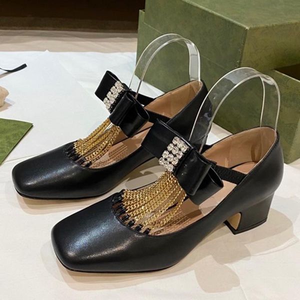 

dress shoes runway luxury crystal solid pumps spring autumn brand design leather square toe women fashion slip on female, Black