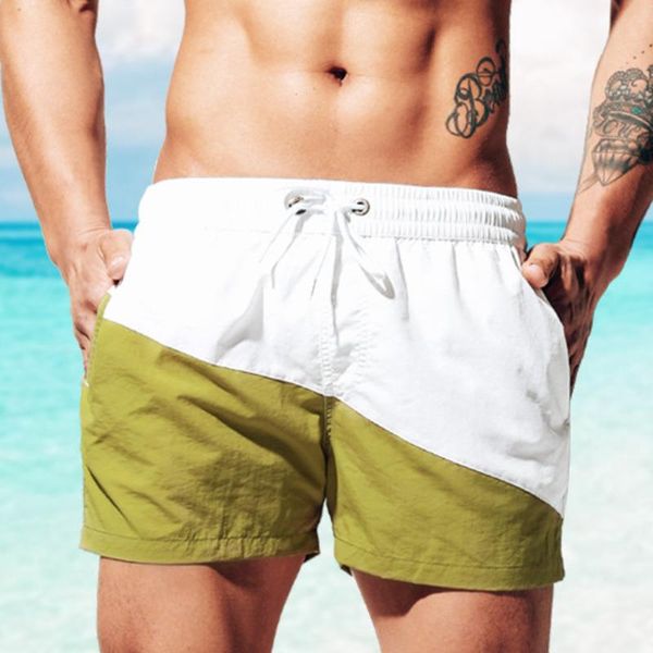 

men's swimwear 2021 contrast color beach shorts mens swimming men swim trunks quick dry boardshort surf board short bath suit