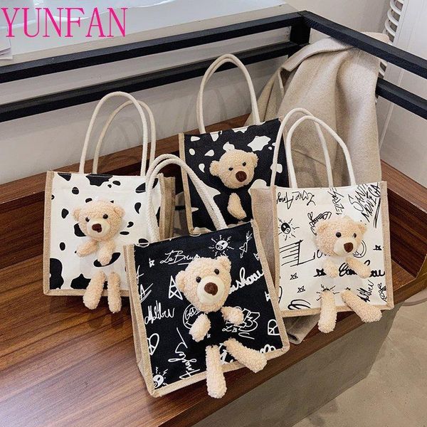 

evening bags cute cartoon student portable trend 2021 canvas bag female multifunctional fashion all-match mochila mujer