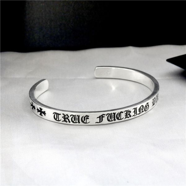 

classic crosin ch ch croquetai silver old letter cross open bracelet trend hip hop punk men's and women's bracelets