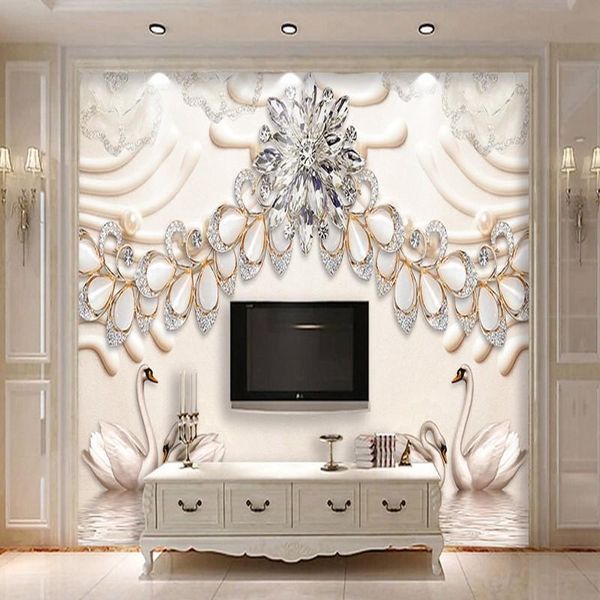 

wallpapers 3d po wallpaper high-end crystal diamond jewelry background wall mural living room bedroom bathroom