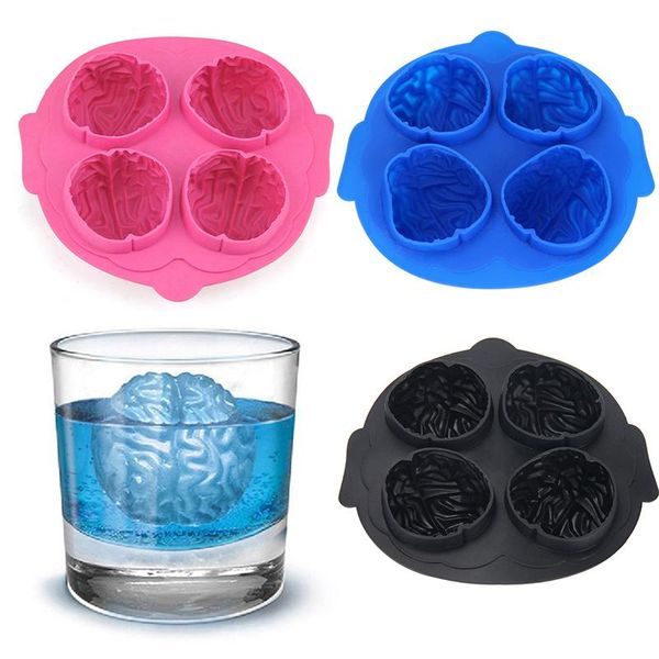 

baking moulds 2pcs 2 colors 4-cavity ice cube creative funny brain modeling tray silicone cocktail whiskey form cream mold