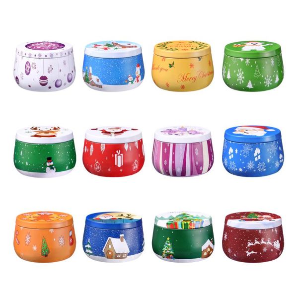 

gift wrap hemoton 3pcs christmas tinplate cookie tins candies biscuits treat boxes small case candle holders xmas party