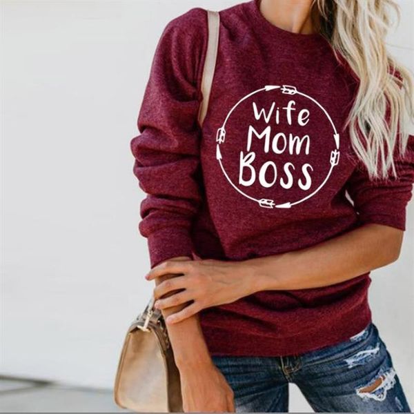 

wife mom letters print crew neck hoodies for women sweatshirt femmes kawaii sweatshirts frauen plus size women's &, Black