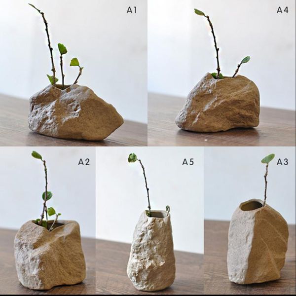 

vases tablestone imitation handmade small flower hydroponic vase crafts flowerpot ceramic plants potted office decoration
