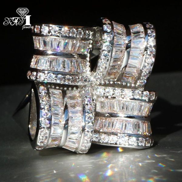 

wedding rings yayi jewelry fashion princess cut 6.7 ct white zircon silver color engagement party, Slivery;golden